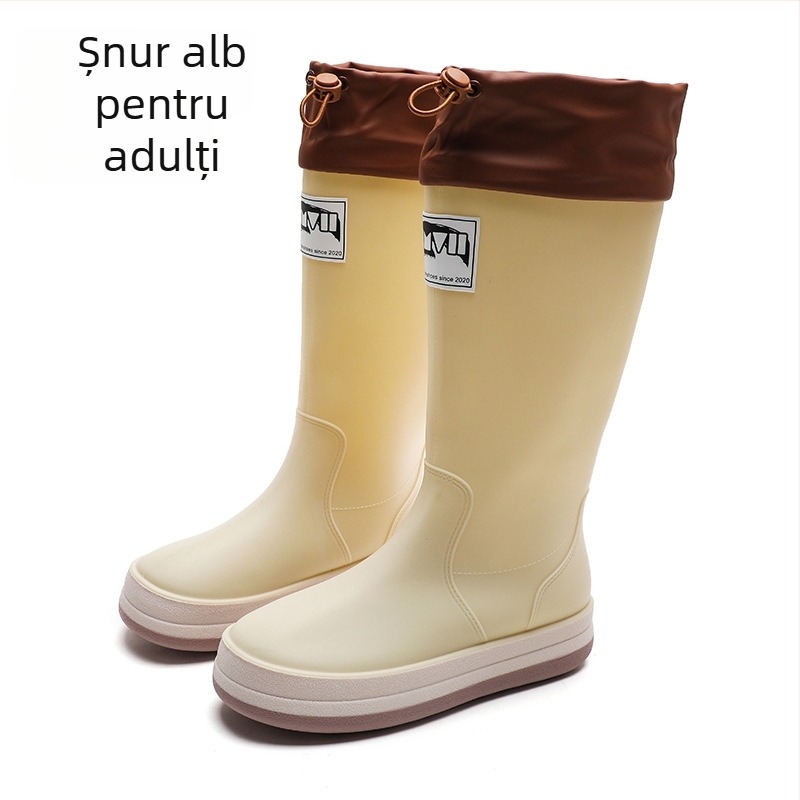 Cizme de ploaie, partea superioară din PVC, talpă plată, model monocrom, unisex