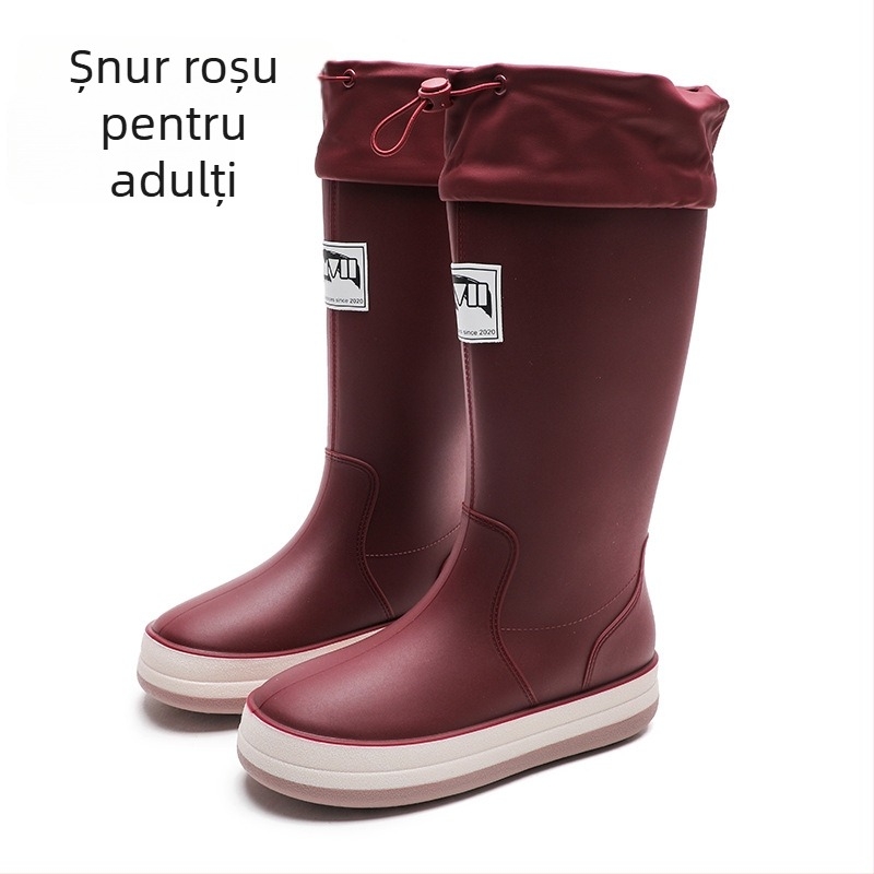 Cizme de ploaie, partea superioară din PVC, talpă plată, model monocrom, unisex
