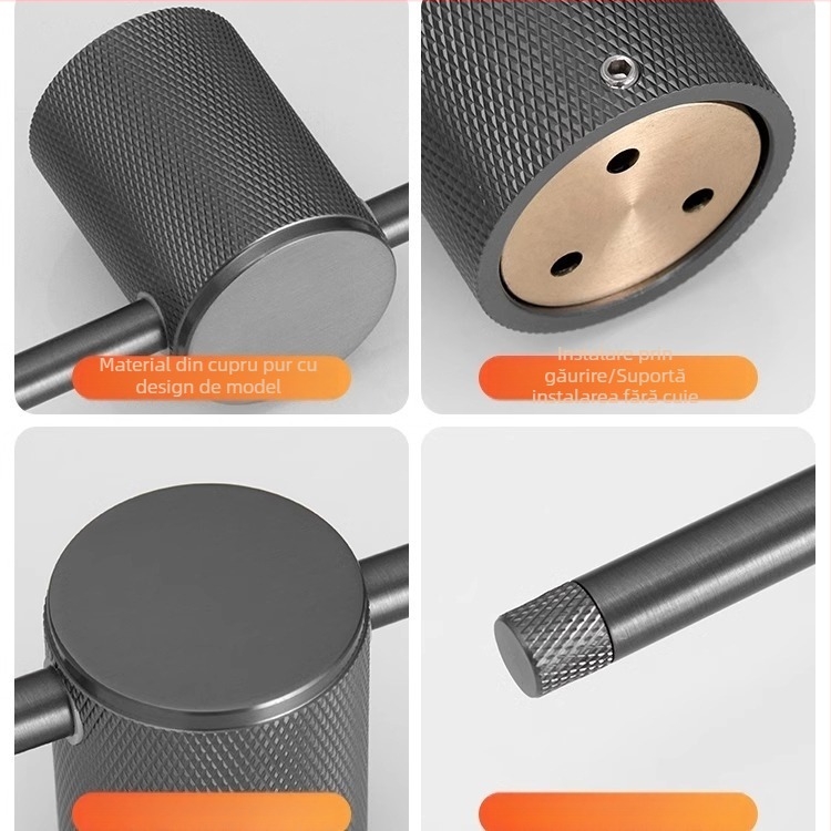 Bară de prosoape din cupru, finisaj periat, stil minimalist, cu un singur etaj, pentru baie, depozitare, sarcină 10