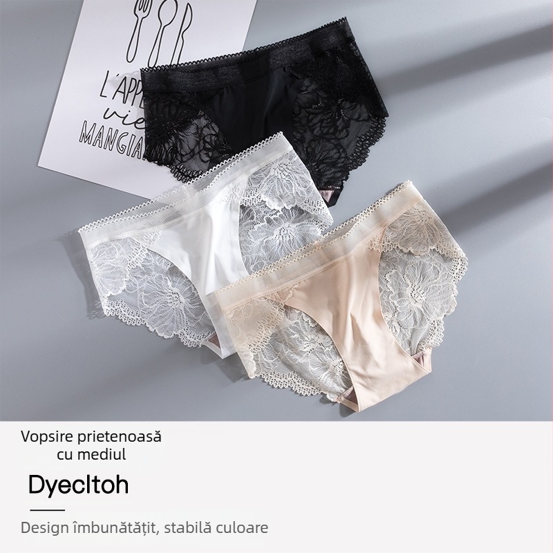 Chiloți pentru femei din nylon, cu crotch din bumbac, respirabili, fără urme vizibile, țesătură Jacquard