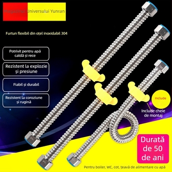 Conductă ondulată din oțel inoxidabil 304 pentru intrarea apei la boiler – presiune înaltă, rezistentă la căldură, certificat CUPC, model 1