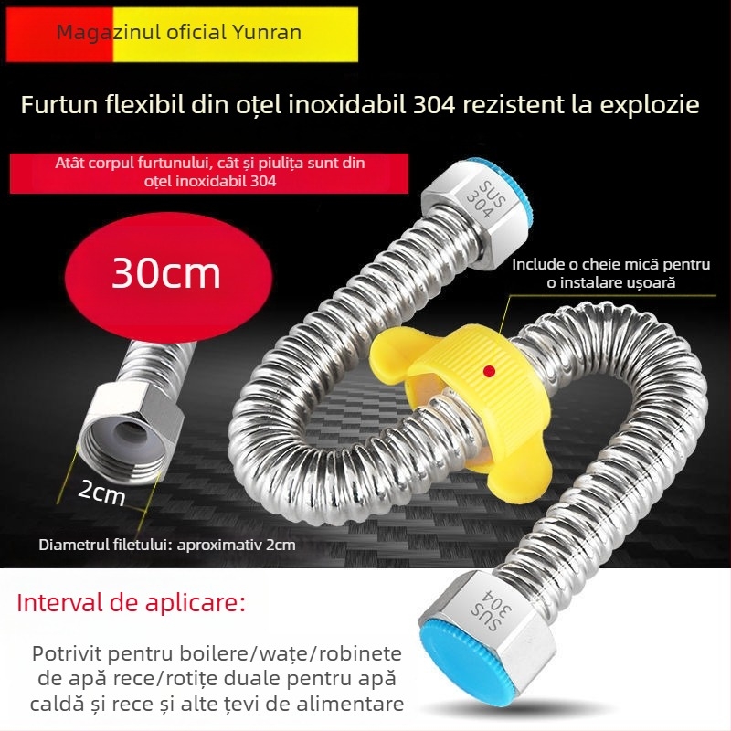 Conductă ondulată din oțel inoxidabil 304 pentru intrarea apei la boiler – presiune înaltă, rezistentă la căldură, certificat CUPC, model 1