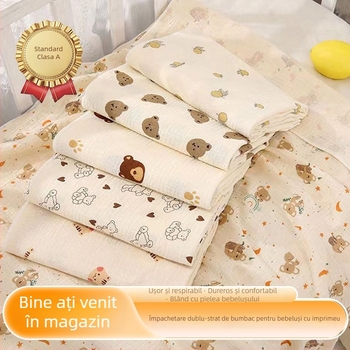 Pătură de înfășat din tifon pentru nou-născuți – imprimeu cu desene animate, 95% bumbac, pentru toate sezoanele