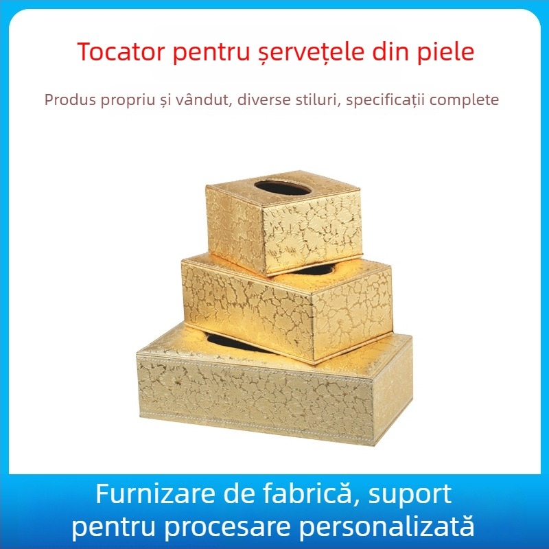 Cutie de șervețele din piele – lucrată manual, cu tavă interioară demontabilă, model FJ-0741, posibilitate logo personalizat, potrivită pentru camere de oaspeți și birouri