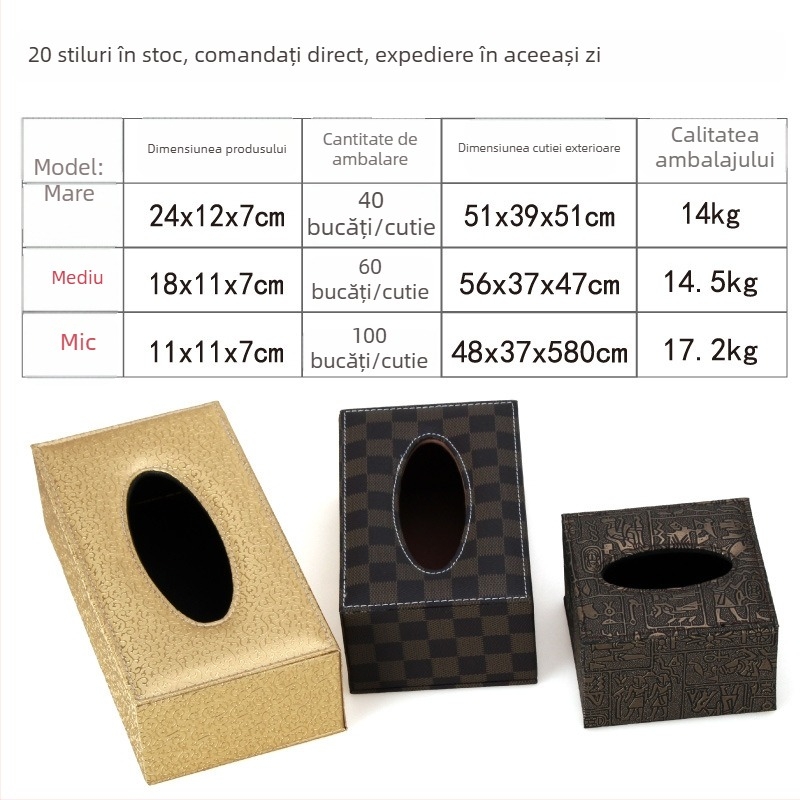 Cutie de șervețele din piele – lucrată manual, cu tavă interioară demontabilă, model FJ-0741, posibilitate logo personalizat, potrivită pentru camere de oaspeți și birouri