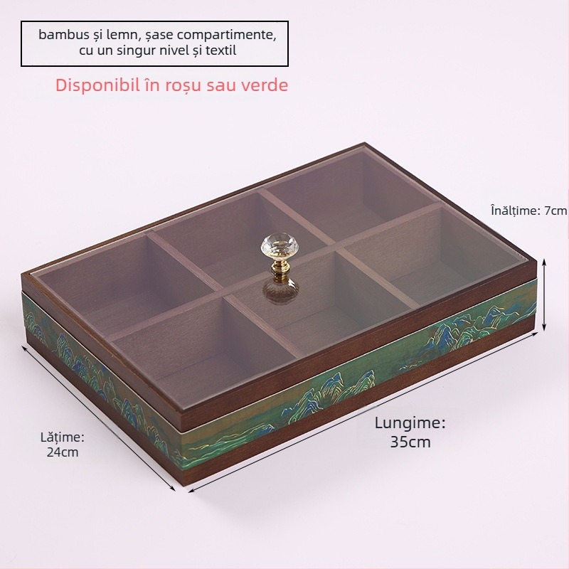 Cutie de șervețele din lemn cu spațiu pentru telecomandă — Stil Chinezesc Nou, Multifuncțional, Model 10029, pentru living și baie