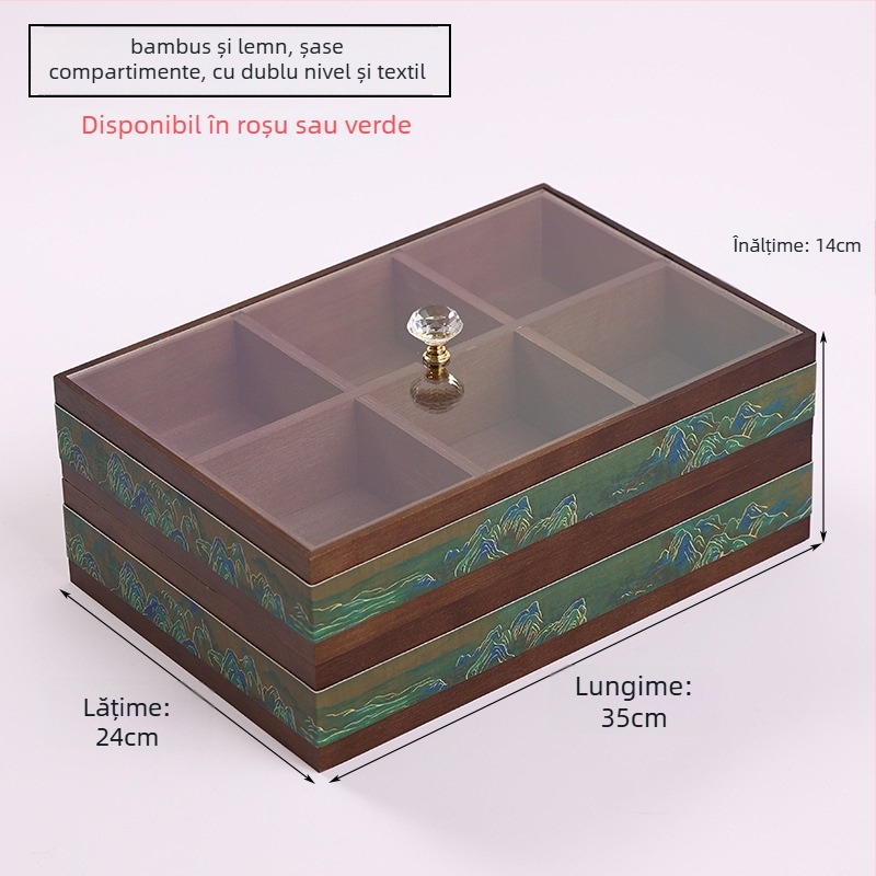 Cutie de șervețele din lemn cu spațiu pentru telecomandă — Stil Chinezesc Nou, Multifuncțional, Model 10029, pentru living și baie