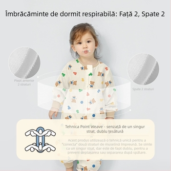 Sac de dormit pentru bebeluți, din bumbac 100%, țesătură și căptușeală din bumbac, subțire, pentru vară și primăvară, cu model desen animat, potrivit pentru 1–3 ani