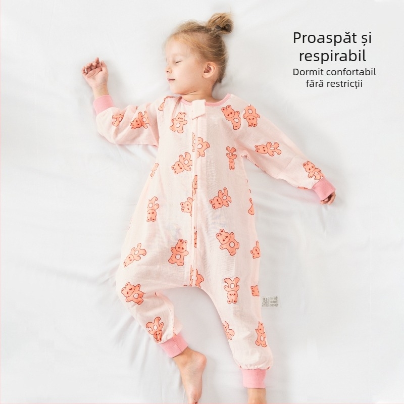 Sac de dormit pentru bebeluți, din bumbac 100%, țesătură și căptușeală din bumbac, subțire, pentru vară și primăvară, cu model desen animat, potrivit pentru 1–3 ani