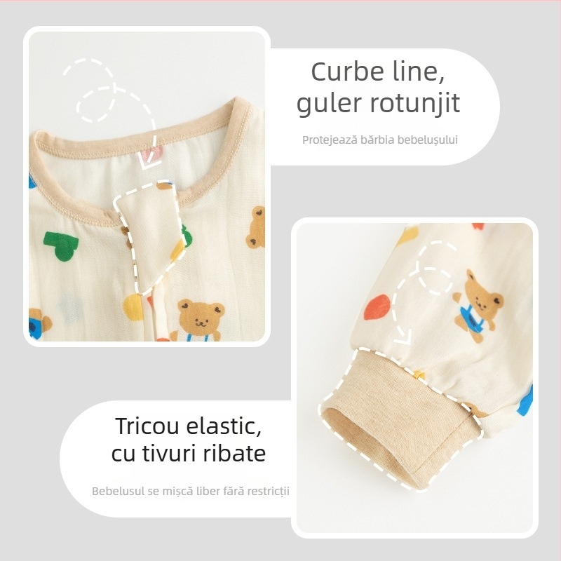 Sac de dormit pentru bebeluți, din bumbac 100%, țesătură și căptușeală din bumbac, subțire, pentru vară și primăvară, cu model desen animat, potrivit pentru 1–3 ani