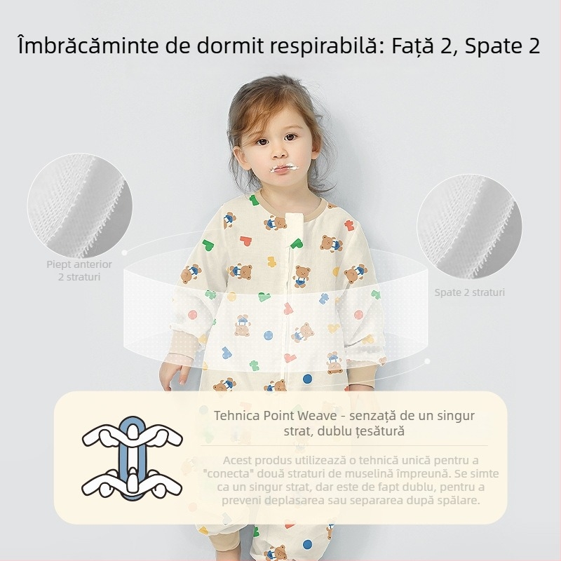 Sac de dormit pentru bebeluți, din bumbac 100%, țesătură și căptușeală din bumbac, subțire, pentru vară și primăvară, cu model desen animat, potrivit pentru 1–3 ani