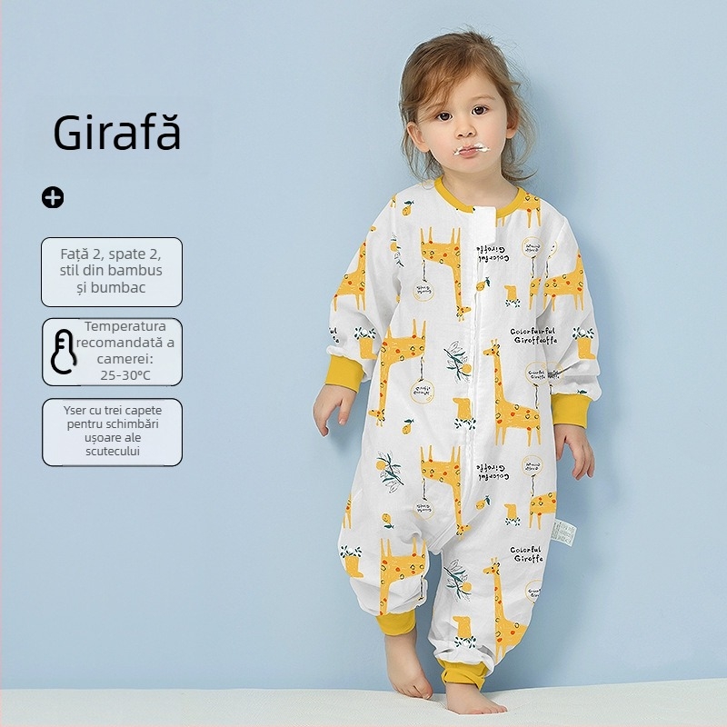 Sac de dormit pentru bebeluți, din bumbac 100%, țesătură și căptușeală din bumbac, subțire, pentru vară și primăvară, cu model desen animat, potrivit pentru 1–3 ani