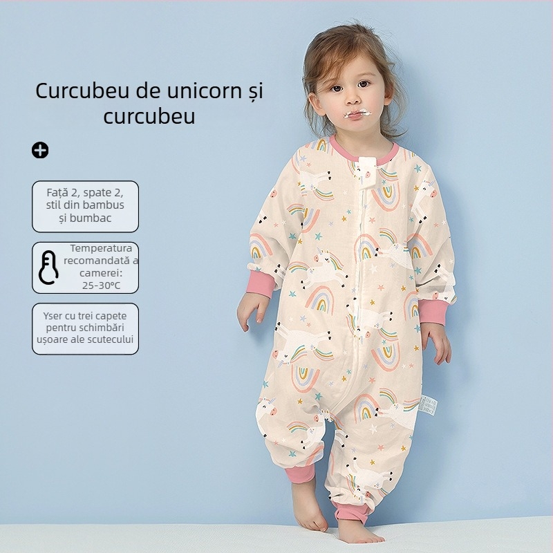 Sac de dormit pentru bebeluți, din bumbac 100%, țesătură și căptușeală din bumbac, subțire, pentru vară și primăvară, cu model desen animat, potrivit pentru 1–3 ani