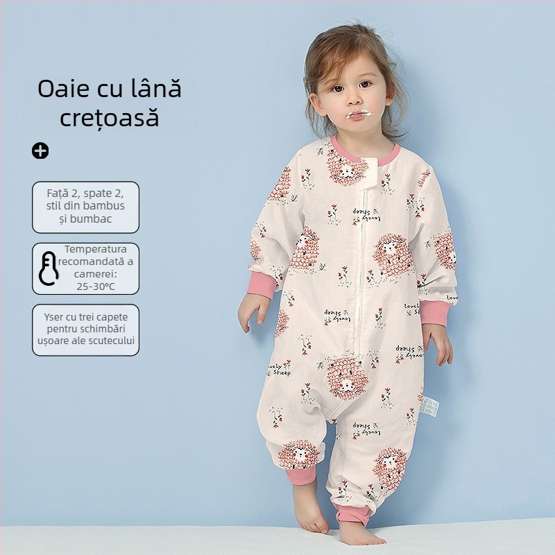 Sac de dormit pentru bebeluți, din bumbac 100%, țesătură și căptușeală din bumbac, subțire, pentru vară și primăvară, cu model desen animat, potrivit pentru 1–3 ani