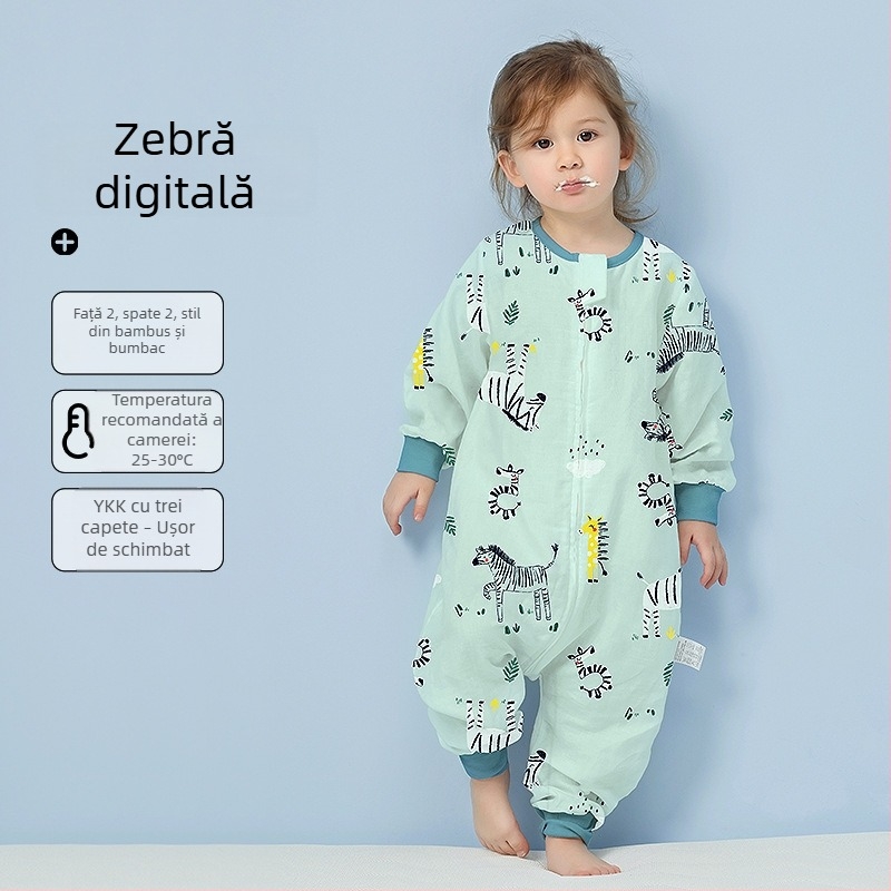 Sac de dormit pentru bebeluți, din bumbac 100%, țesătură și căptușeală din bumbac, subțire, pentru vară și primăvară, cu model desen animat, potrivit pentru 1–3 ani
