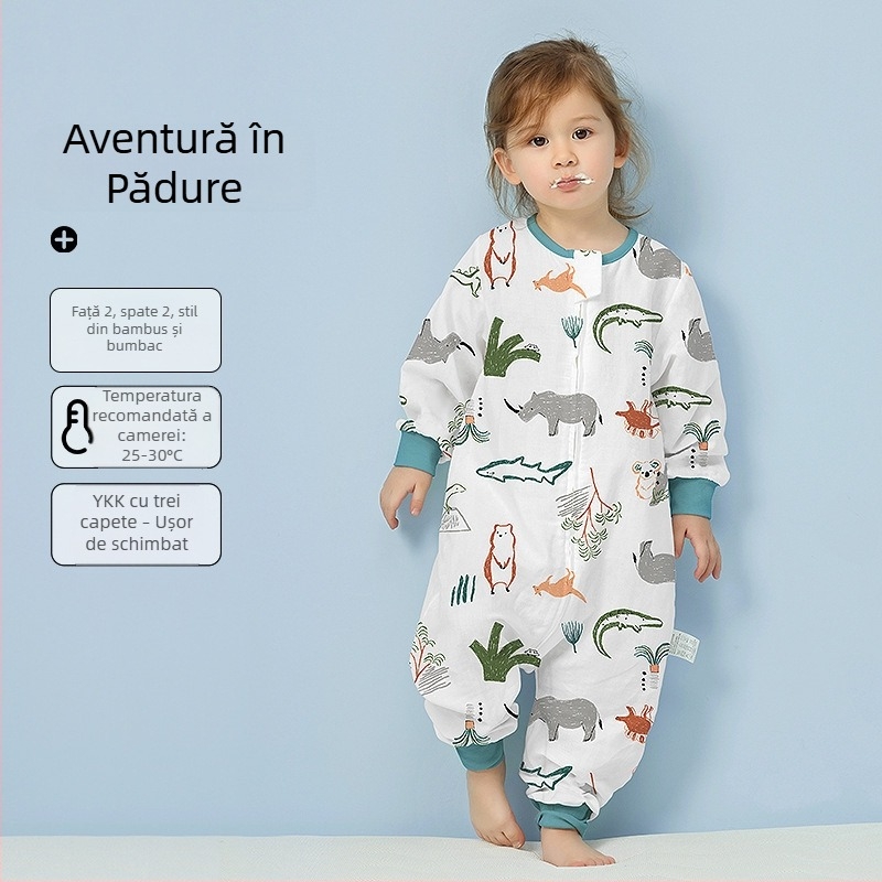 Sac de dormit pentru bebeluți, din bumbac 100%, țesătură și căptușeală din bumbac, subțire, pentru vară și primăvară, cu model desen animat, potrivit pentru 1–3 ani