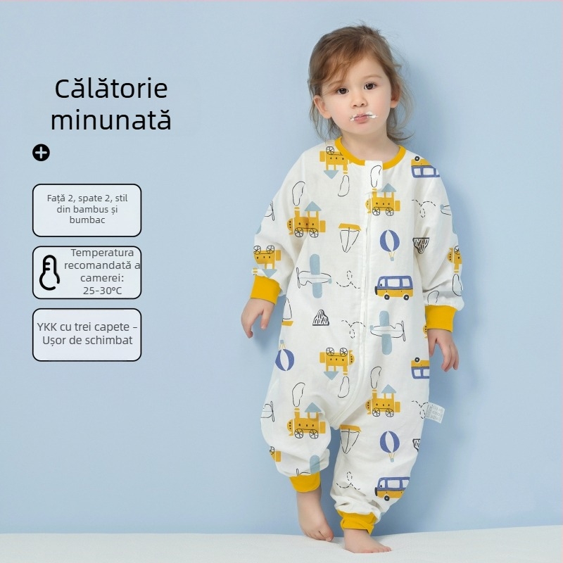 Sac de dormit pentru bebeluți, din bumbac 100%, țesătură și căptușeală din bumbac, subțire, pentru vară și primăvară, cu model desen animat, potrivit pentru 1–3 ani