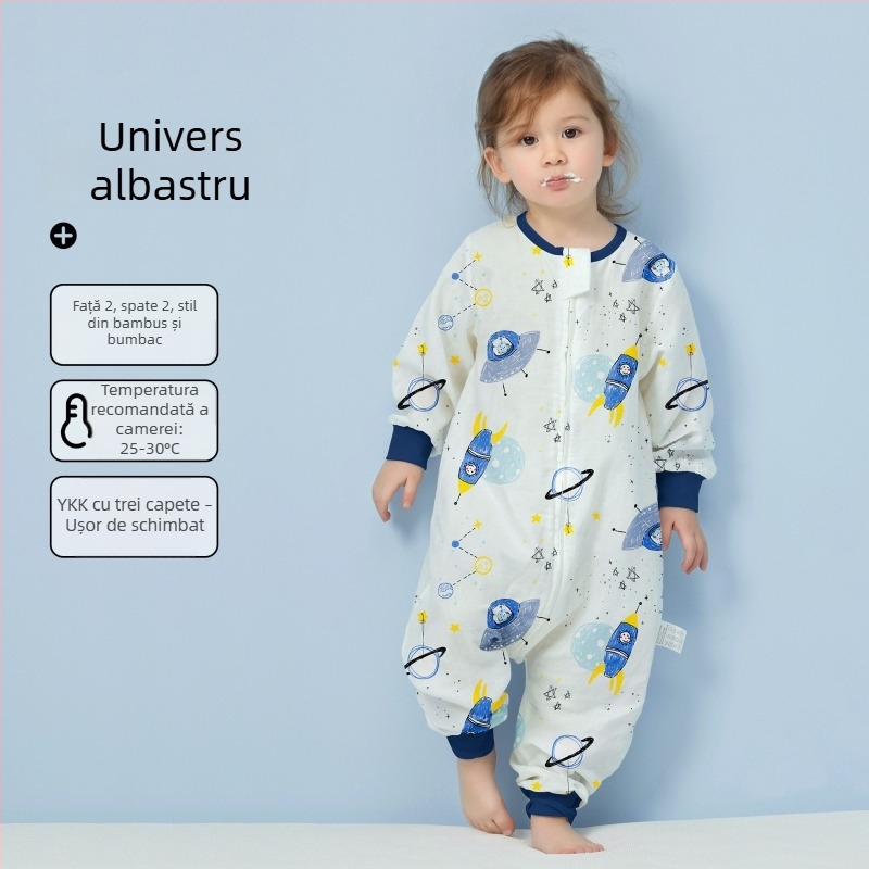 Sac de dormit pentru bebeluți, din bumbac 100%, țesătură și căptușeală din bumbac, subțire, pentru vară și primăvară, cu model desen animat, potrivit pentru 1–3 ani