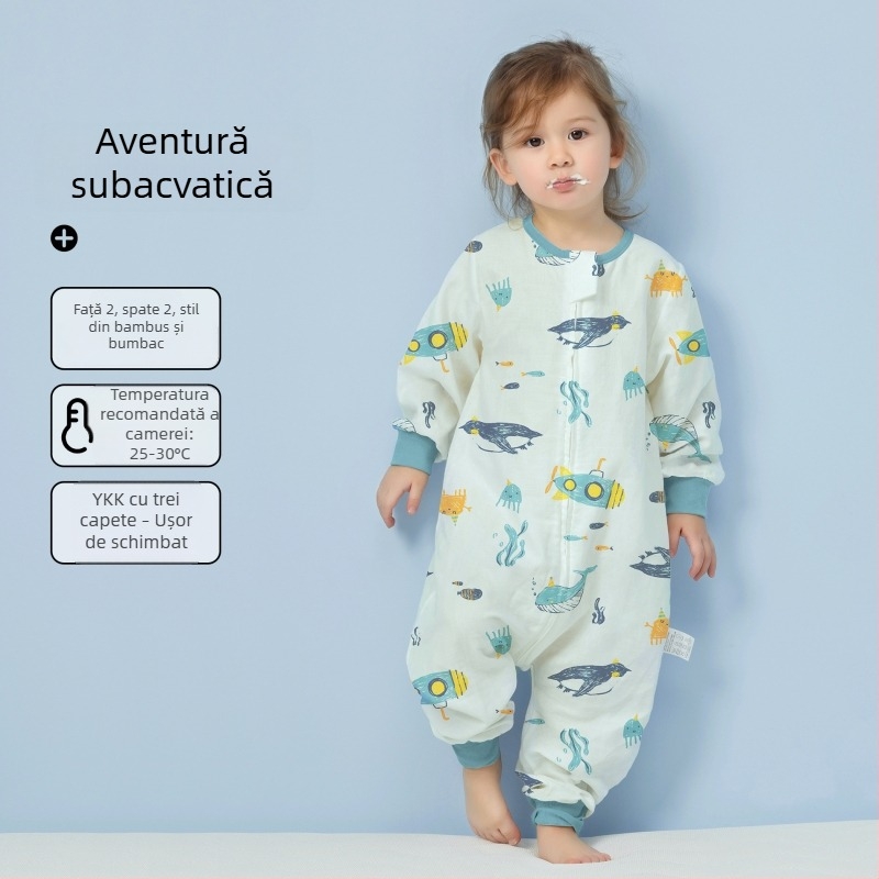 Sac de dormit pentru bebeluți, din bumbac 100%, țesătură și căptușeală din bumbac, subțire, pentru vară și primăvară, cu model desen animat, potrivit pentru 1–3 ani