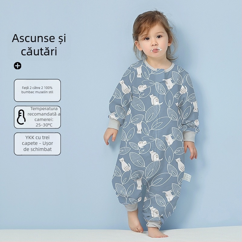 Sac de dormit pentru bebeluți, din bumbac 100%, țesătură și căptușeală din bumbac, subțire, pentru vară și primăvară, cu model desen animat, potrivit pentru 1–3 ani