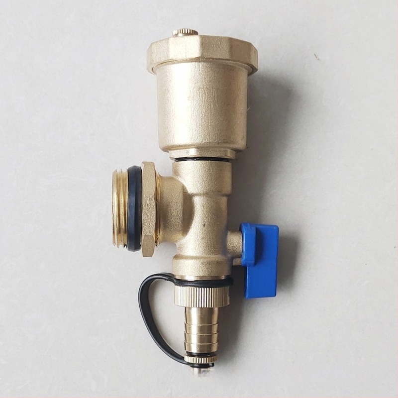 Distribuitor pentru încălzire prin podea, corp din cupru, conexiune filetata, robinet de aerisire automat, finisaj electroplacat, interval de funcționare 1-100°C