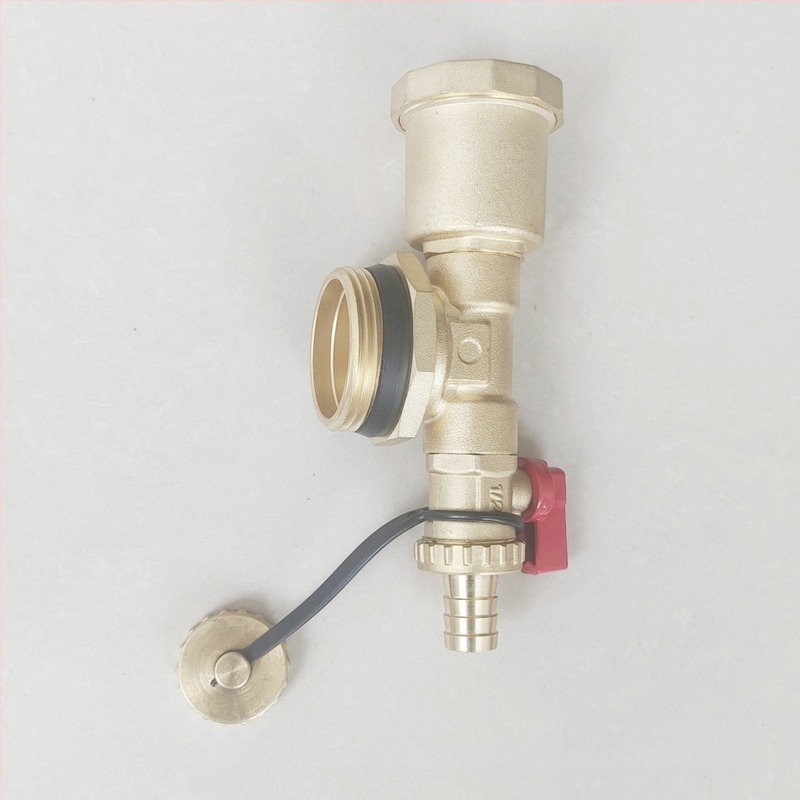 Distribuitor pentru încălzire prin podea, corp din cupru, conexiune filetata, robinet de aerisire automat, finisaj electroplacat, interval de funcționare 1-100°C