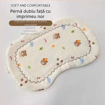 Pernă pentru bebeluși nou-născuți, imprimeu dublu pe nor, umplutură din bumbac, stil desen animat, siguranță clasa A, potrivit pentru 0–12 luni