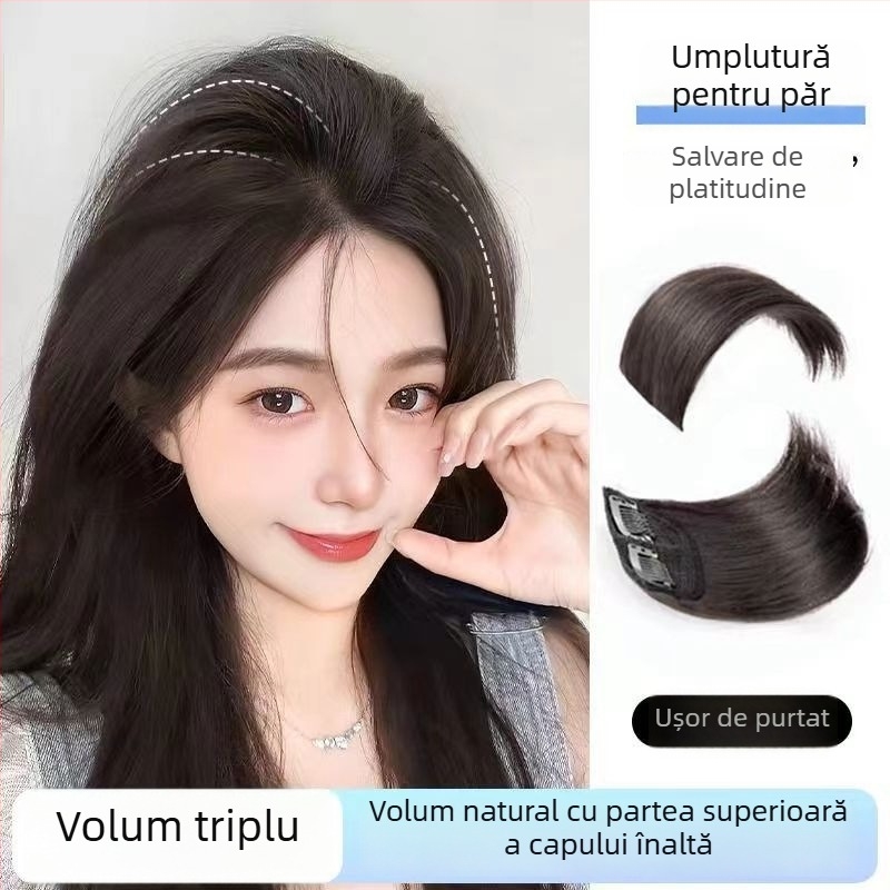 Ex06 Plăci de volum pentru păr — Două piese fără cusături pentru coroana și părțile laterale, păr drept, sârmă rezistentă la temperatură, design cu mecanism, nu se poate vopsi