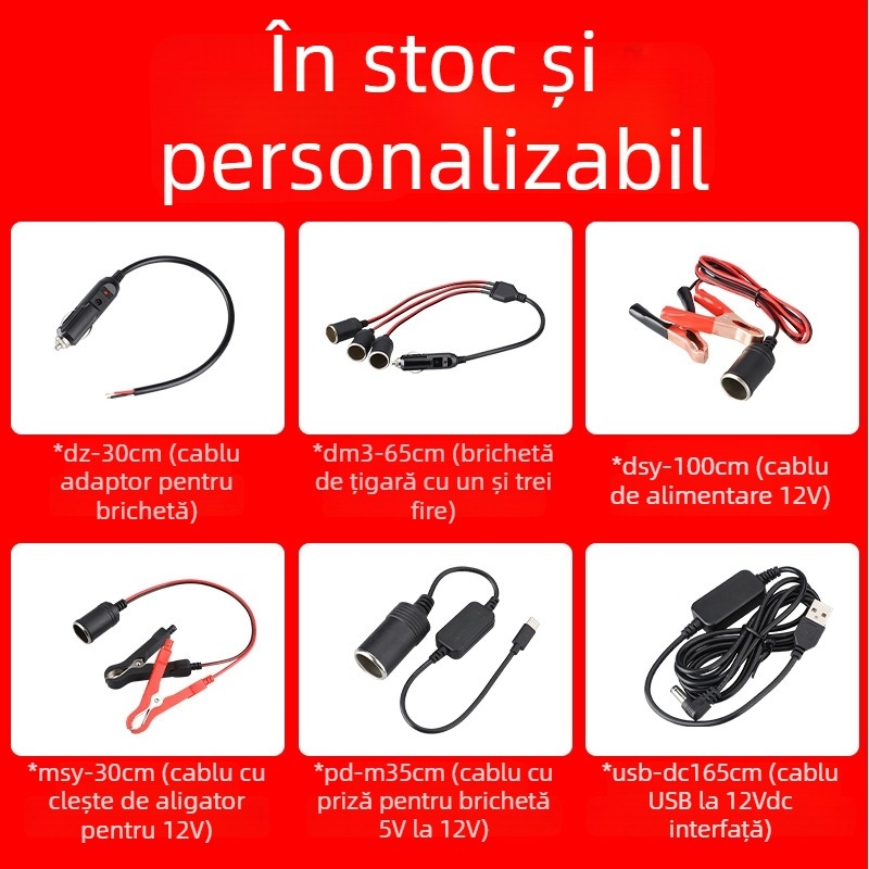 Youliang Cablu extensor pentru brichetă 12-24V, adaptor cu clemă crocodil, model DZ, ieșire 5V boost