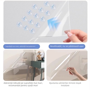 Pengyi PVC antistatice transparente film de protecție pentru pereți, autocolant de perete plat, stil modern minimalist