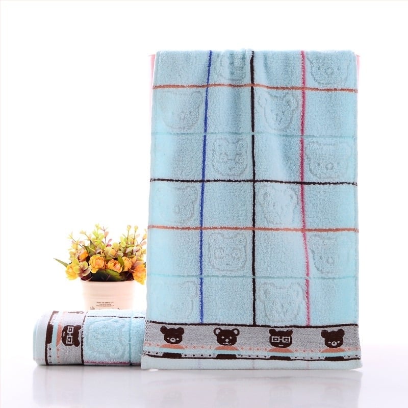 Prosop pentru bebeluți și copii din fibră de bambus, cu design de pisicuță desene animate; broderie și jacquard; greutate 50-80 g