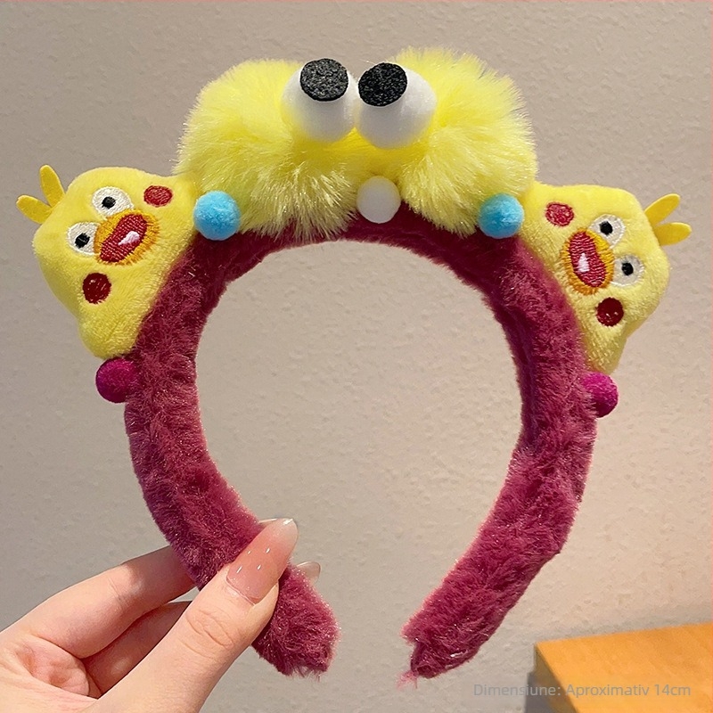 Bandă pentru păr din pluș – handmade, ochi mari, stil amuzant, accesorii pentru păr unisex