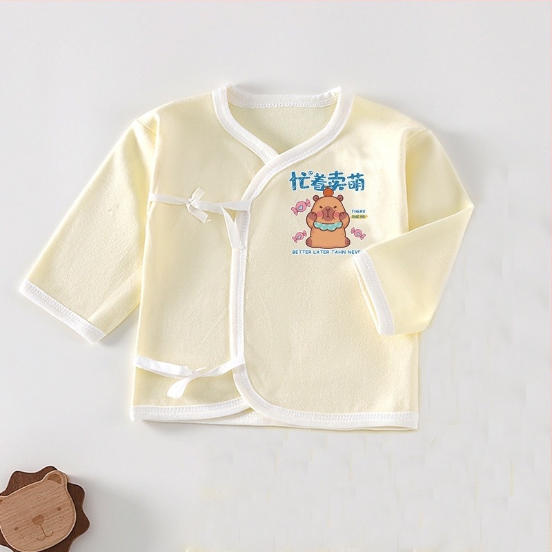 Top bebeluș din bumbac cu șnur, 100% bumbac, material moale, fără glugă, fără guler