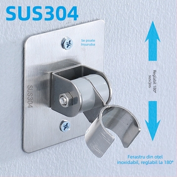 HZ388 Suport duș din oțel inoxidabil – montaj fără găuri, suport reglabil pentru capul de duș tip ploaie