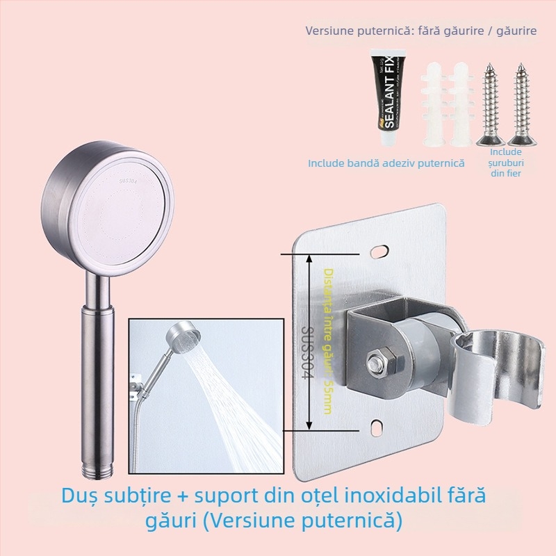 HZ388 Suport duș din oțel inoxidabil – montaj fără găuri, suport reglabil pentru capul de duș tip ploaie
