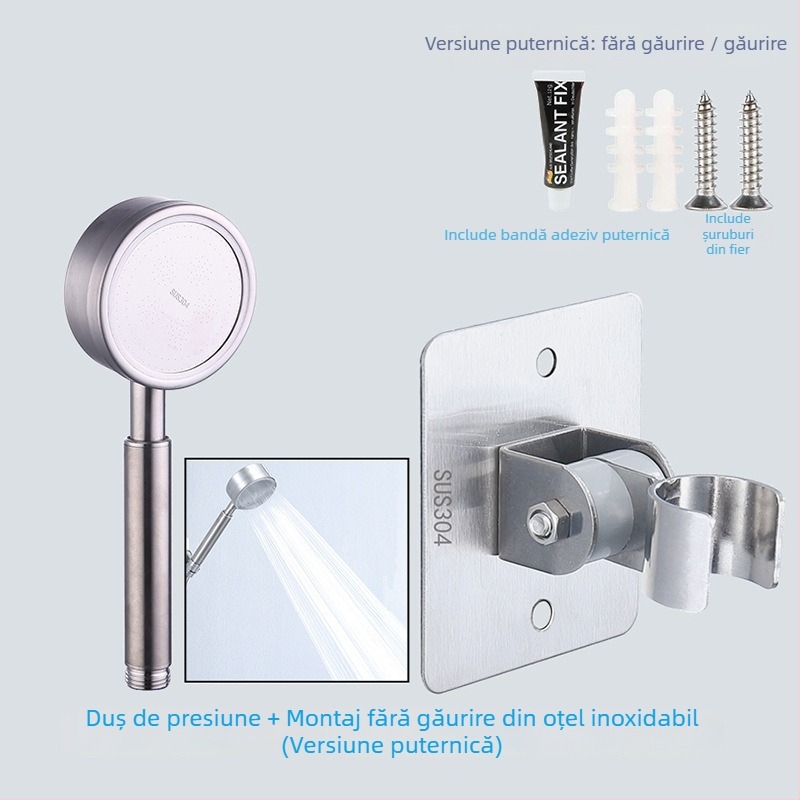 HZ388 Suport duș din oțel inoxidabil – montaj fără găuri, suport reglabil pentru capul de duș tip ploaie