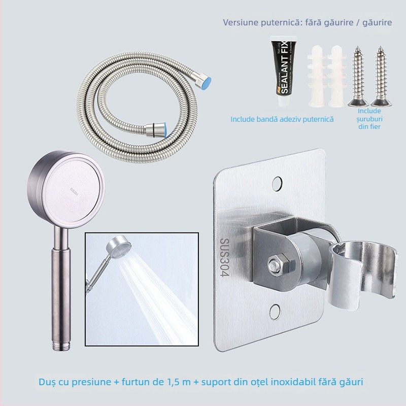 HZ388 Suport duș din oțel inoxidabil – montaj fără găuri, suport reglabil pentru capul de duș tip ploaie