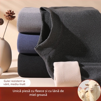 Set de lenjerie termică pentru bărbați, cu fleece din lână de miel, țesătură foarte groasă (501-600 g/m²), 90-95% acrilic, mâneci lungi, guler cu o singură linie