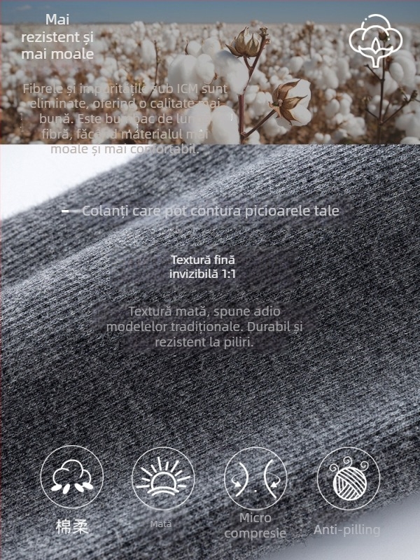 Colanți din bumbac cu fleece, talie înaltă, croială strânsă, textură rib, grosime medie