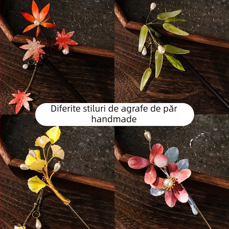 Clip de păr cu floare din velur — Set DIY de materiale, stil antic, aliaj, ambalat individual, primăvara 2025