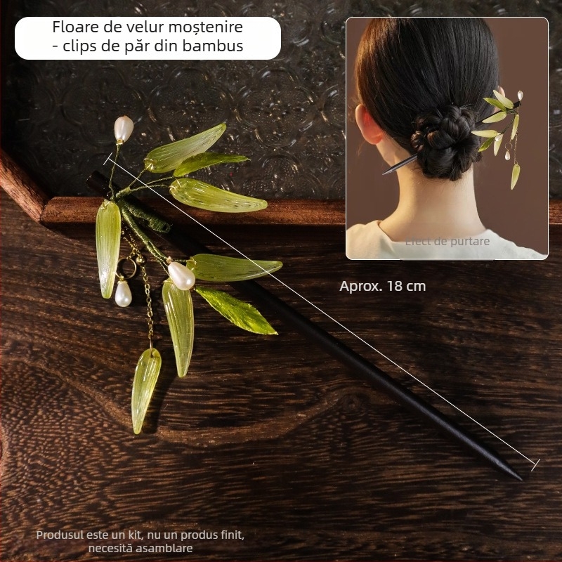 Clip de păr cu floare din velur — Set DIY de materiale, stil antic, aliaj, ambalat individual, primăvara 2025