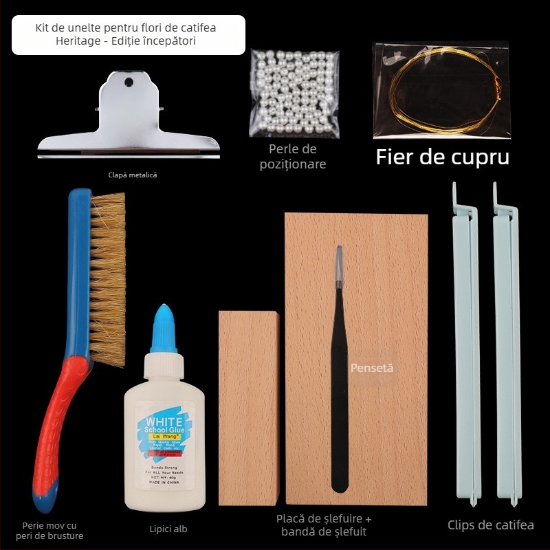 Clip de păr cu floare din velur — Set DIY de materiale, stil antic, aliaj, ambalat individual, primăvara 2025