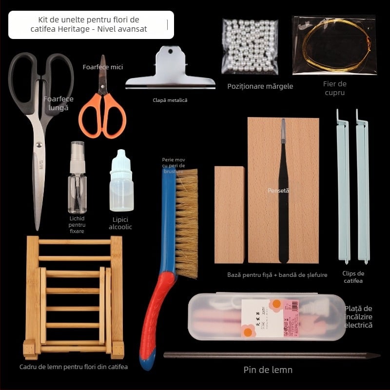 Clip de păr cu floare din velur — Set DIY de materiale, stil antic, aliaj, ambalat individual, primăvara 2025