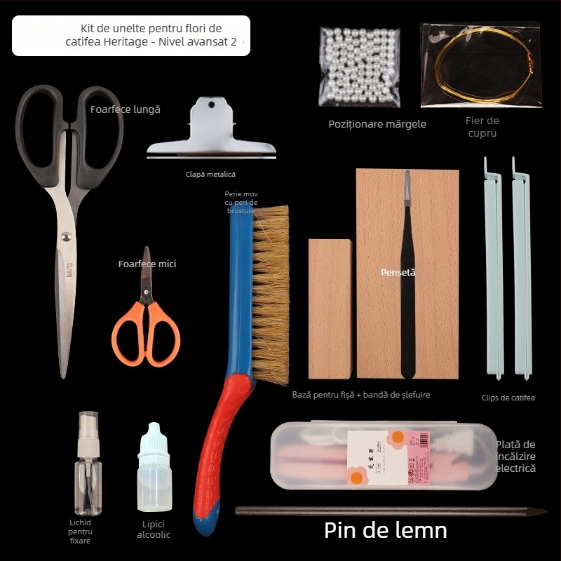 Clip de păr cu floare din velur — Set DIY de materiale, stil antic, aliaj, ambalat individual, primăvara 2025