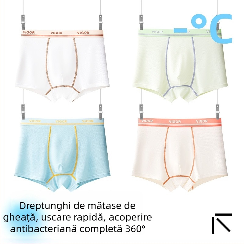 Boxeri pentru copii băieți, material Ice Silk, 85% nylon, 15% spandex, vară 2025, fără cusături