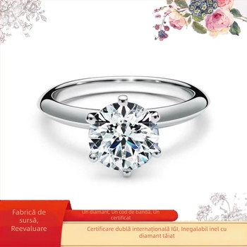 Inel cu diamant montat în platină, inel de modă (Primăvara 2024)