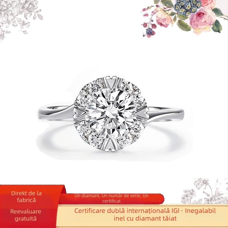 Inel cu diamant montat în platină, inel de modă (Primăvara 2024)