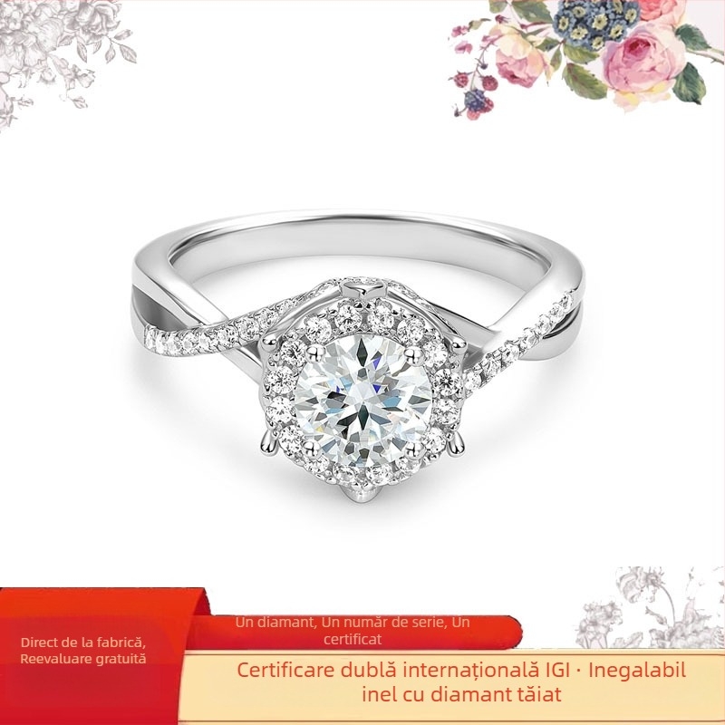 Inel cu diamant montat în platină, inel de modă (Primăvara 2024)