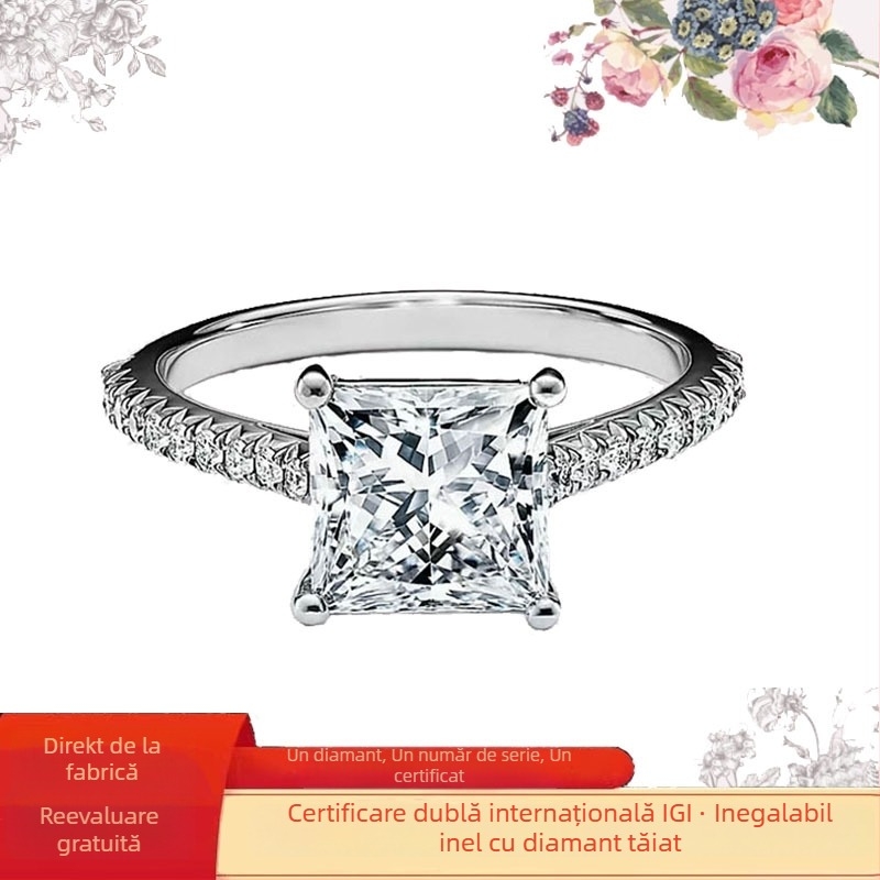 Inel cu diamant montat în platină, inel de modă (Primăvara 2024)