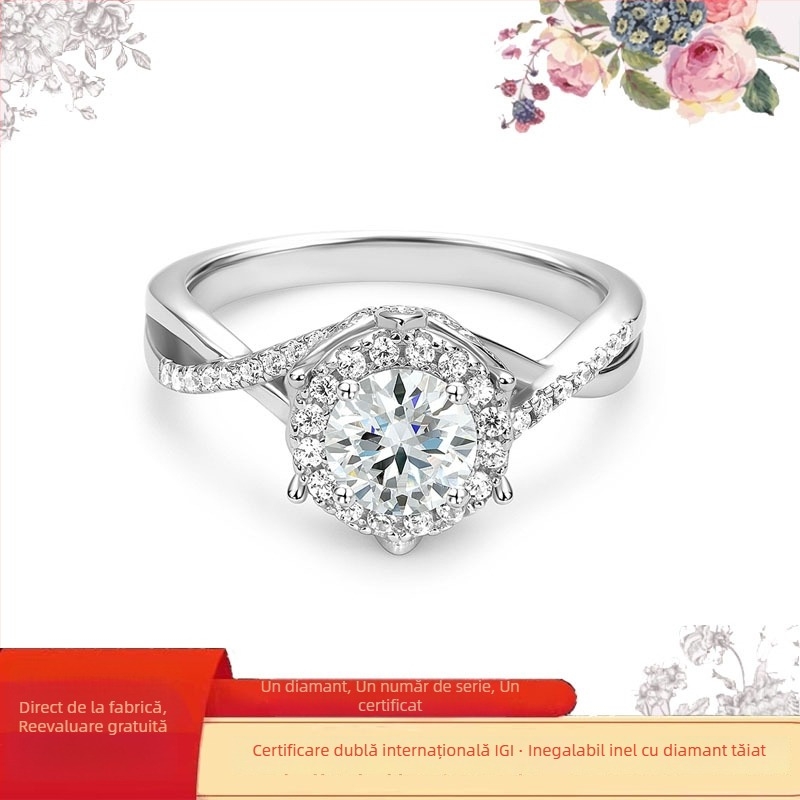 Inel cu diamant montat în platină, inel de modă (Primăvara 2024)